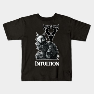 Magic Black Cat - White Outline Version - Intuition Quote Kids T-Shirt